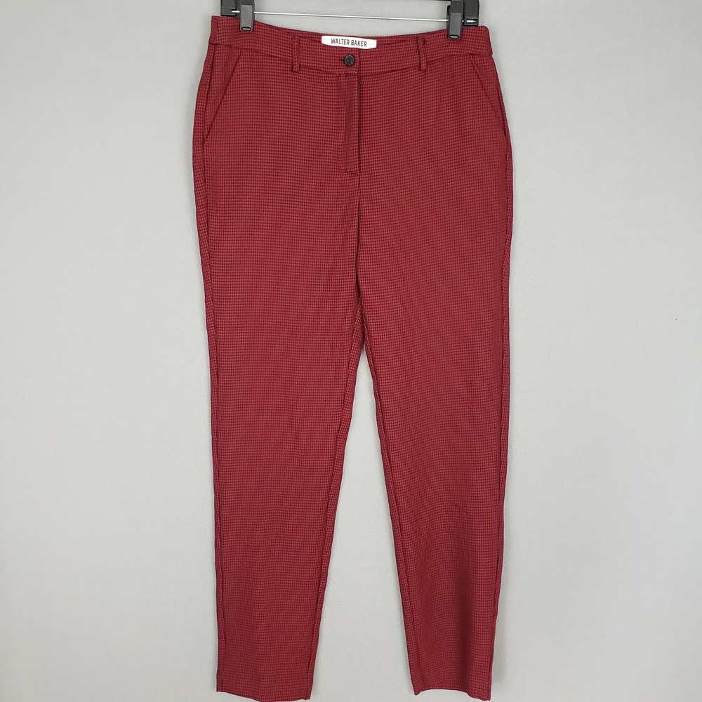 Walter Baker Size 6 Herringbone‎ Trousers Red Black Office Siren Goth
